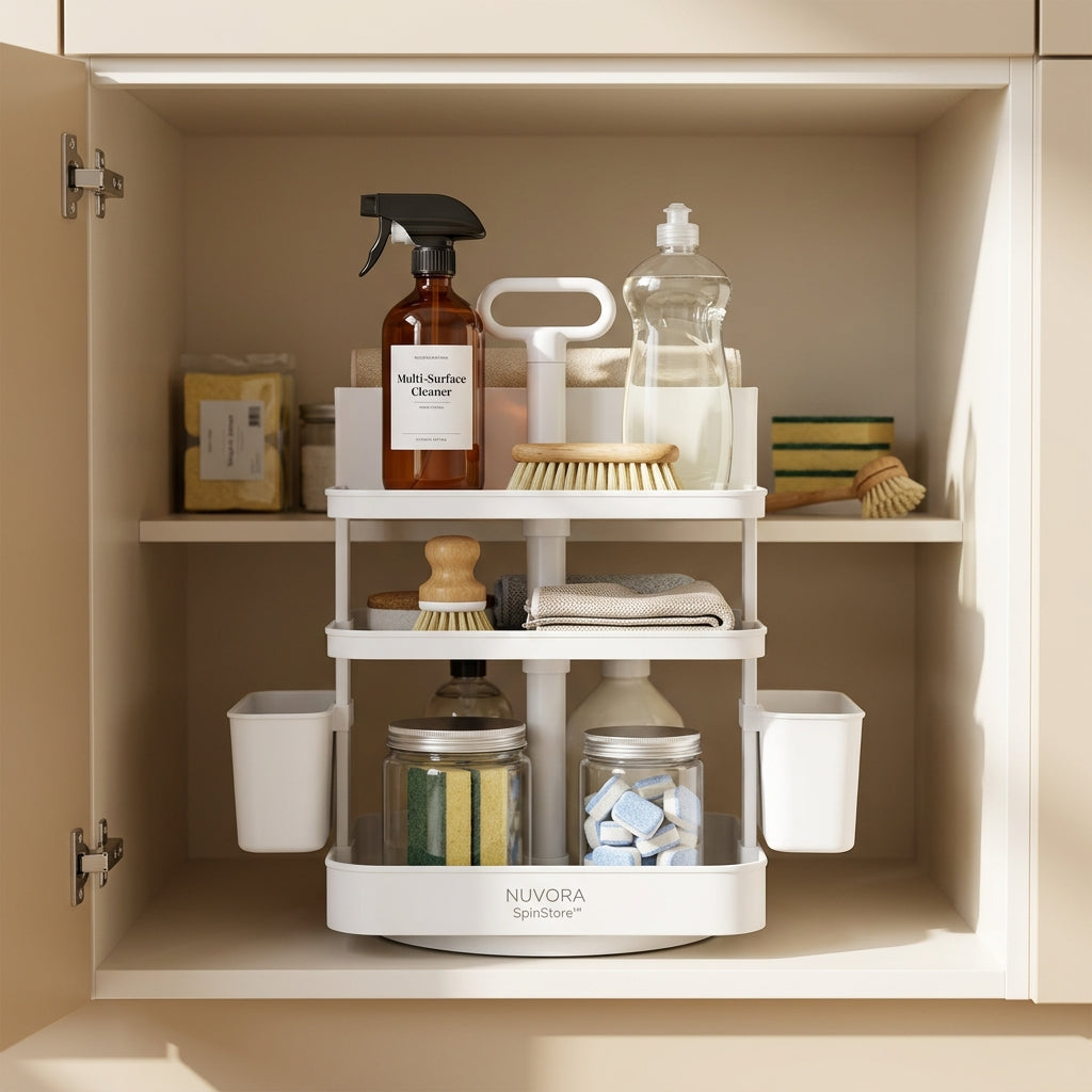 NUVORA SpinStore™ 360° Rotating Under-Sink Organizer