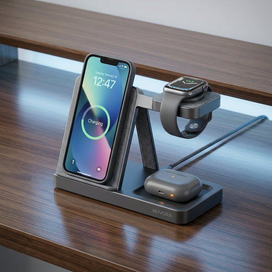 NUVORA ChargeHub™ 3-in-1 Magnetic Wireless Charging Station
