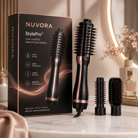 NUVORA StylePro™ — 3-in-1 Heated Hair Styling Brush  Product Titlev
